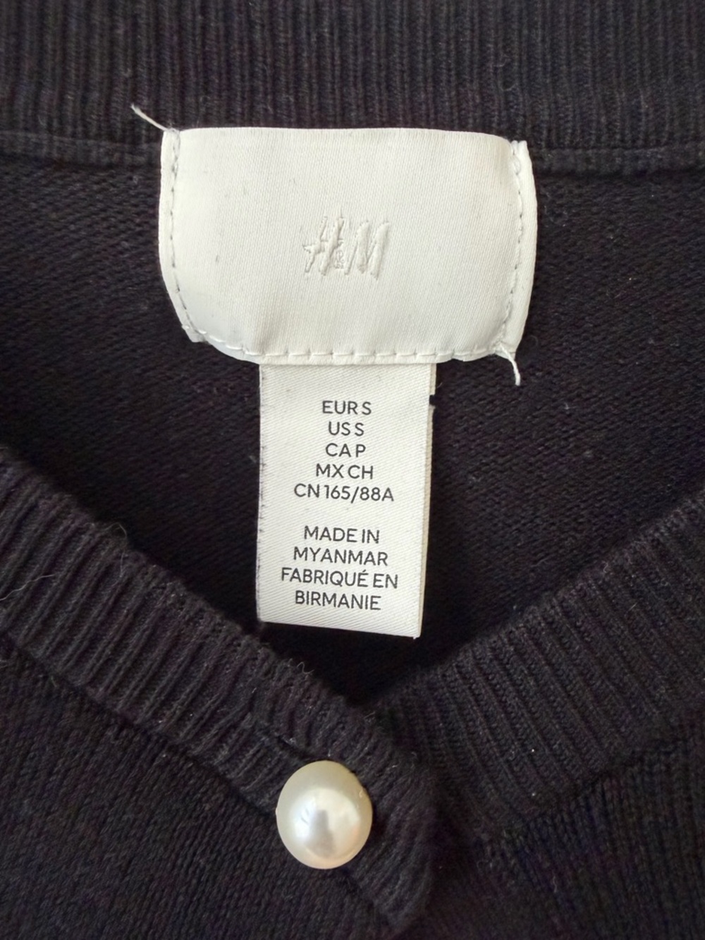 H&M Size S Black Cardigan with Pearl Buttons - Picture 2 of 4